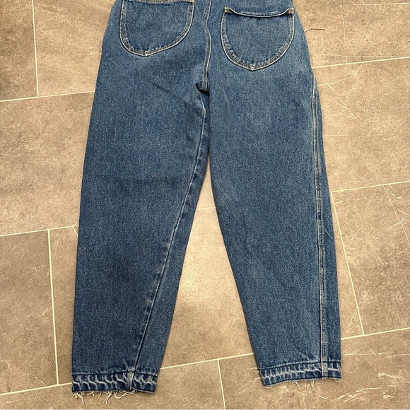Vintage overalls denim medium wash blue mom jean 90s no stretch - Picture 2 of 13